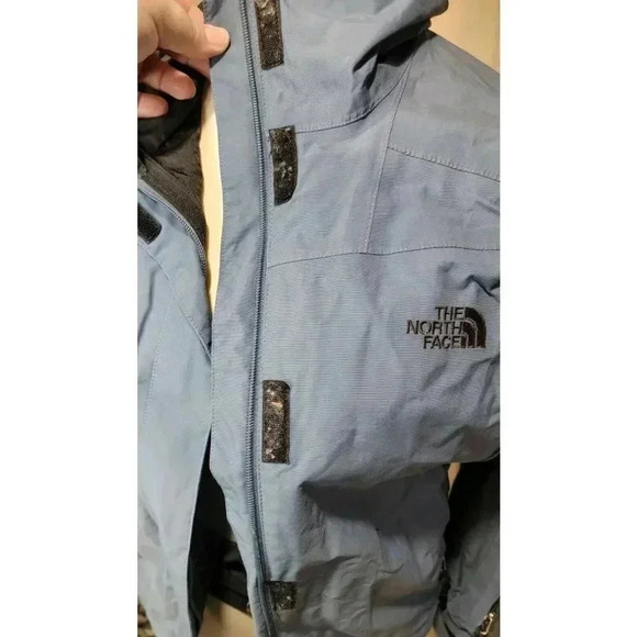 NORTH FACE WOMEN'S LARGE PARKA BLUE BLACK - Picture 3 of 9